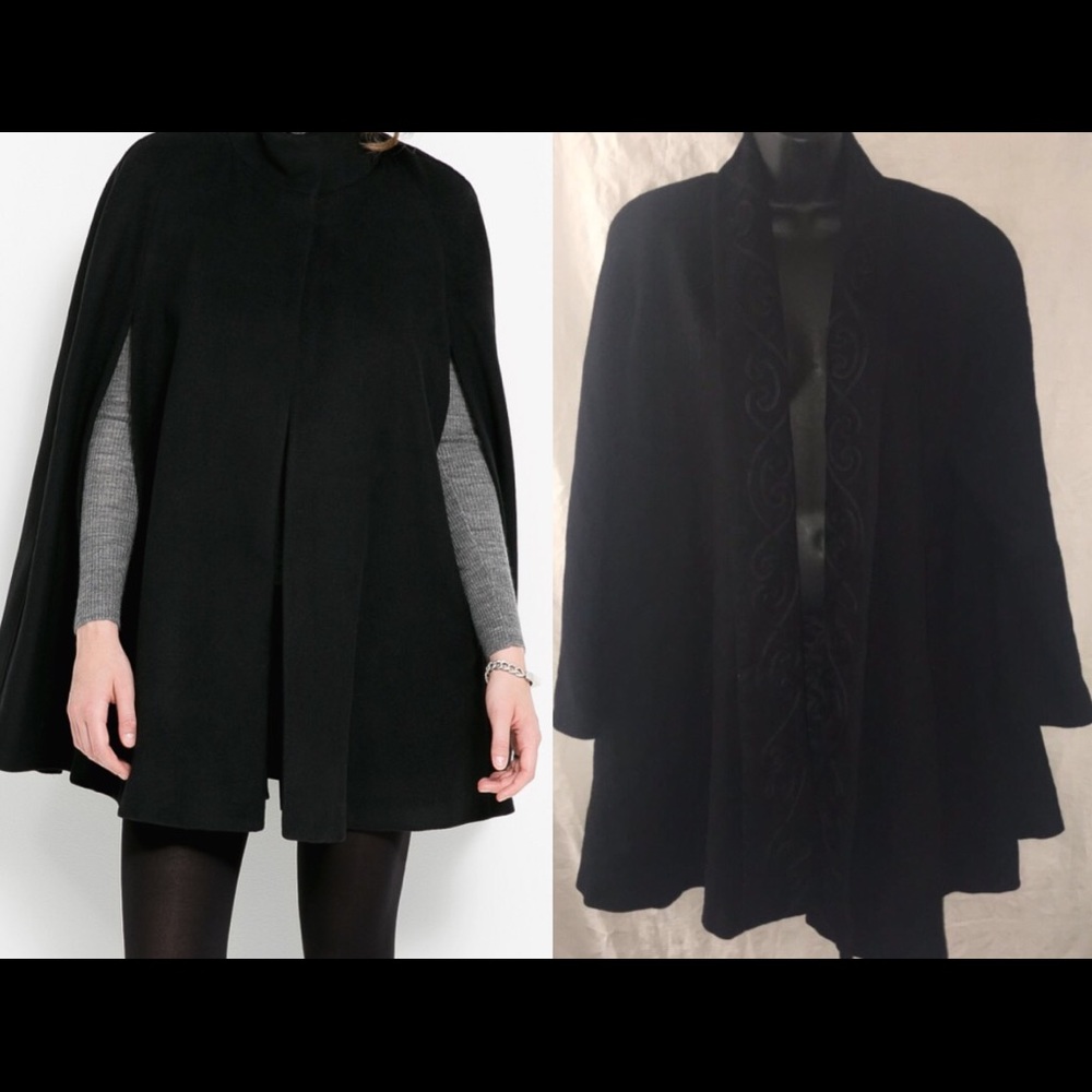 Vintage Black Duster Jacket, Size Medium